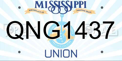 QNG1437 Mississippi License Plate