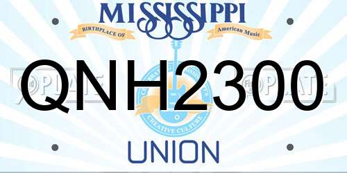 QNH2300 Mississippi License Plate