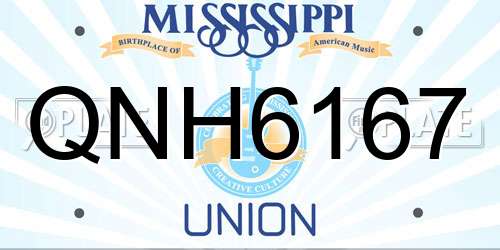 QNH6167 Mississippi License Plate