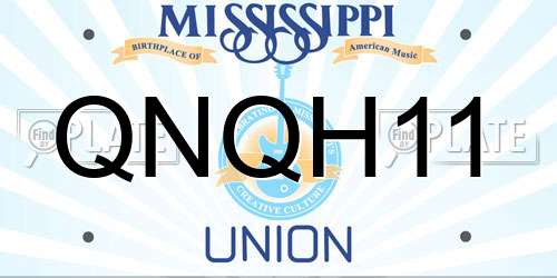 QNQH11 Mississippi License Plate