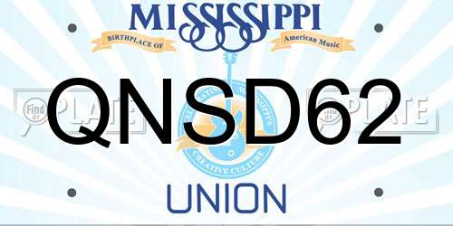 QNSD62 Mississippi License Plate