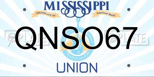 QNSO67 Mississippi License Plate