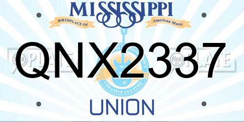 QNX2337 Mississippi License Plate