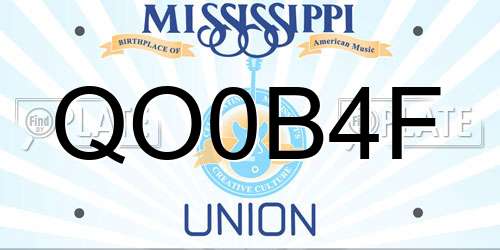 QO0B4F Mississippi License Plate