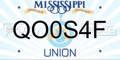 QO0S4F Mississippi License Plate
