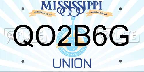 QO2B6G Mississippi License Plate