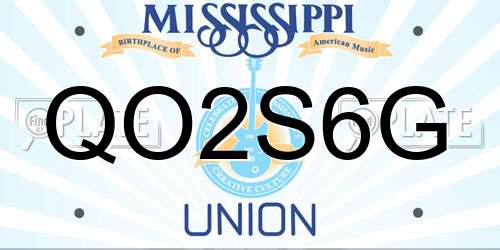 QO2S6G Mississippi License Plate