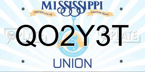 QO2Y3T Mississippi License Plate