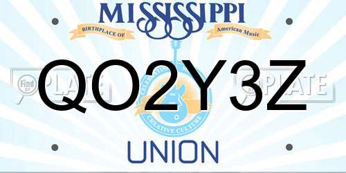 QO2Y3Z Mississippi License Plate