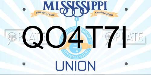 QO4T7I Mississippi License Plate