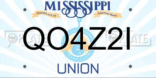 QO4Z2I Mississippi License Plate