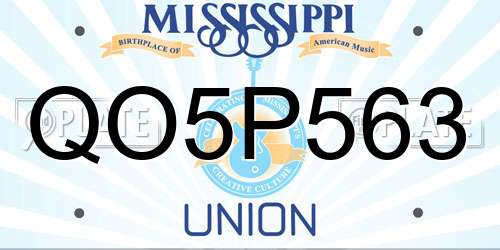 QO5P563 Mississippi License Plate