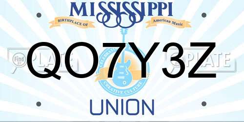 QO7Y3Z Mississippi License Plate