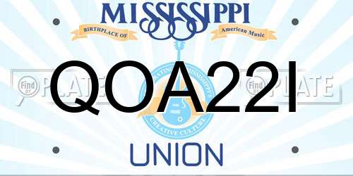 QOA22I Mississippi License Plate
