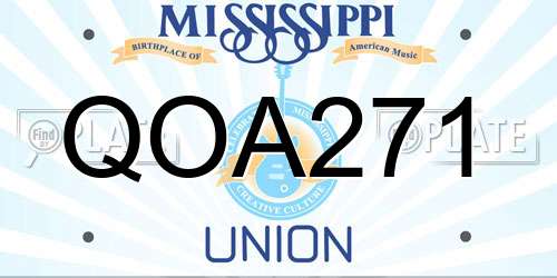 QOA271 Mississippi License Plate