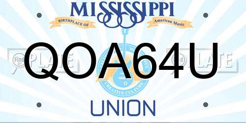 QOA64U Mississippi License Plate