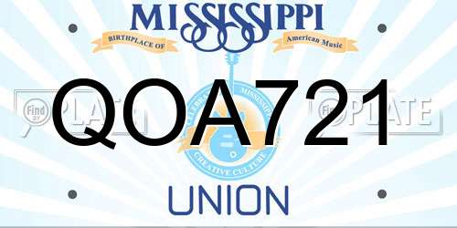 QOA721 Mississippi License Plate