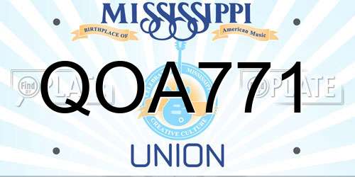 QOA771 Mississippi License Plate