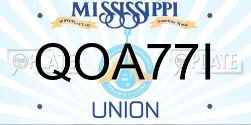 QOA77I Mississippi License Plate