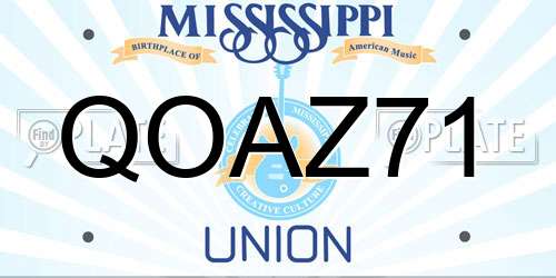 QOAZ71 Mississippi License Plate
