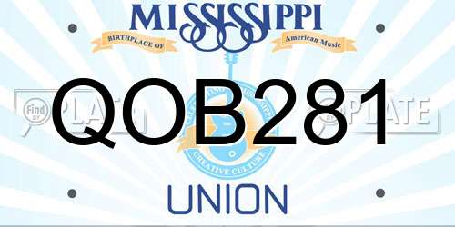 QOB281 Mississippi License Plate
