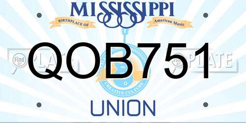QOB751 Mississippi License Plate