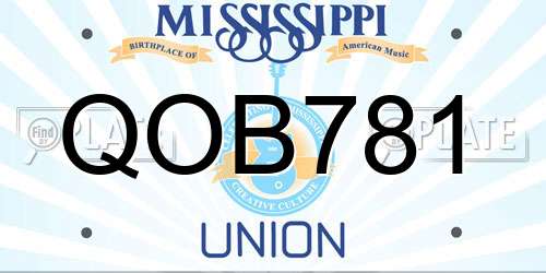 QOB781 Mississippi License Plate