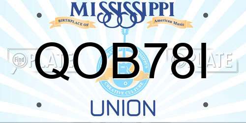 QOB78I Mississippi License Plate