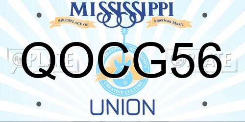 QOCG56 Mississippi License Plate
