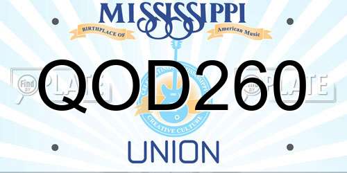 QOD260 Mississippi License Plate