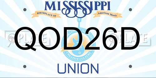 QOD26D Mississippi License Plate
