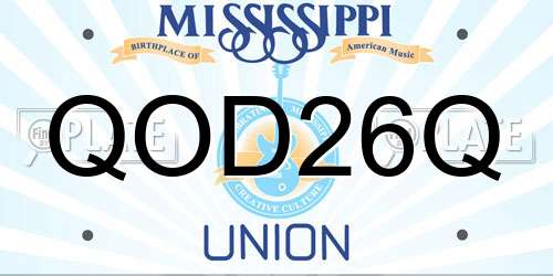 QOD26Q Mississippi License Plate
