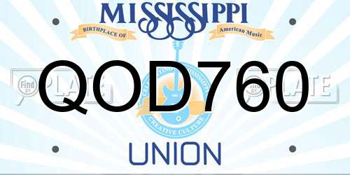 QOD760 Mississippi License Plate