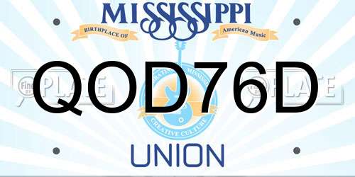 QOD76D Mississippi License Plate