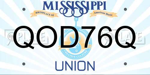 QOD76Q Mississippi License Plate