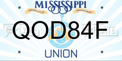 QOD84F Mississippi License Plate