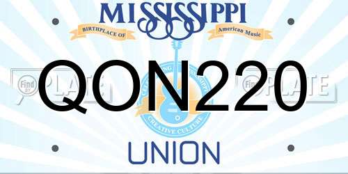 QON220 Mississippi License Plate