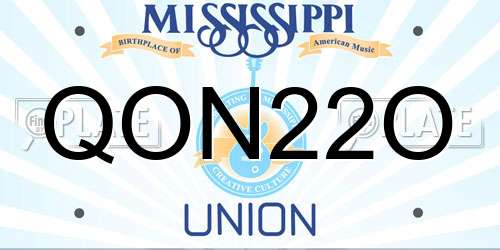QON22O Mississippi License Plate