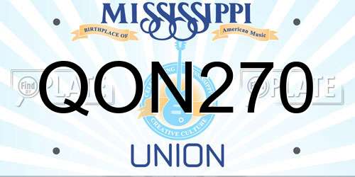 QON270 Mississippi License Plate