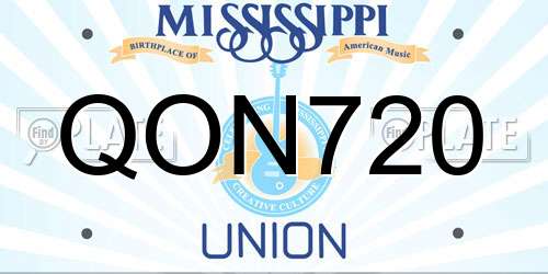 QON720 Mississippi License Plate