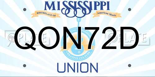 QON72D Mississippi License Plate