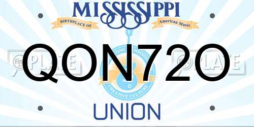 QON72O Mississippi License Plate