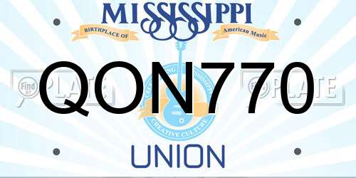 QON770 Mississippi License Plate