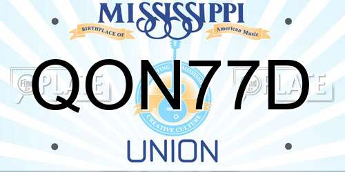 QON77D Mississippi License Plate