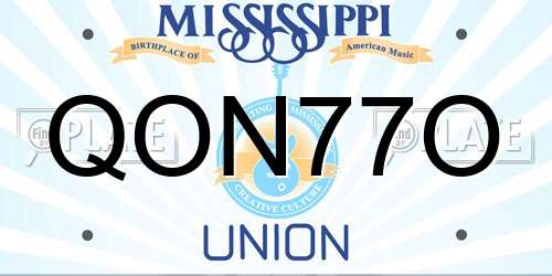 QON77O Mississippi License Plate