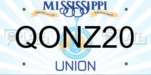 QONZ20 Mississippi License Plate