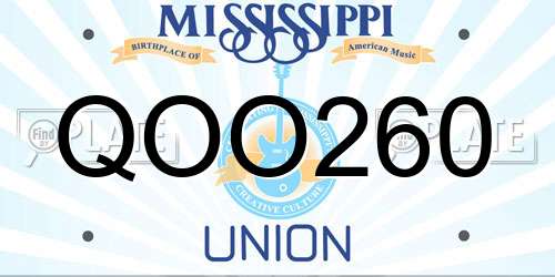 QOO260 Mississippi License Plate