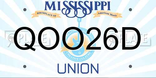 QOO26D Mississippi License Plate