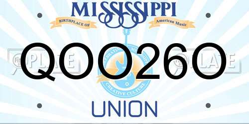QOO26O Mississippi License Plate