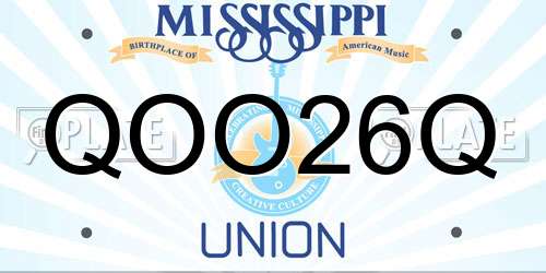 QOO26Q Mississippi License Plate